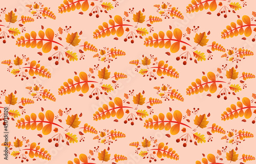 seamless pattern Autumn background with leaves golden yellow. fall concept For wallpaper  postcards  greeting cards  website pages  banners. Vector illustration