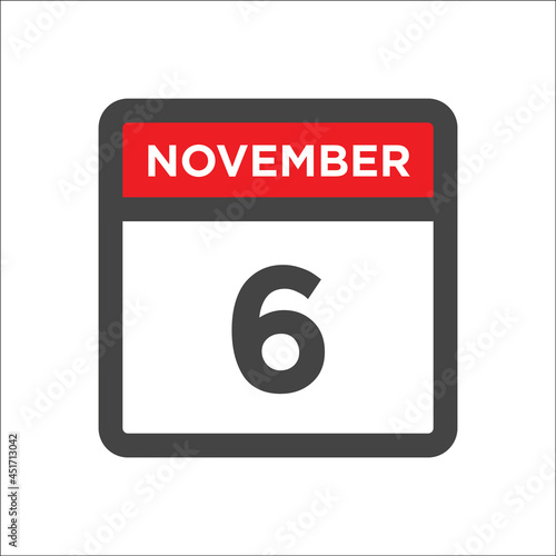 November 6 calendar icon with day and month