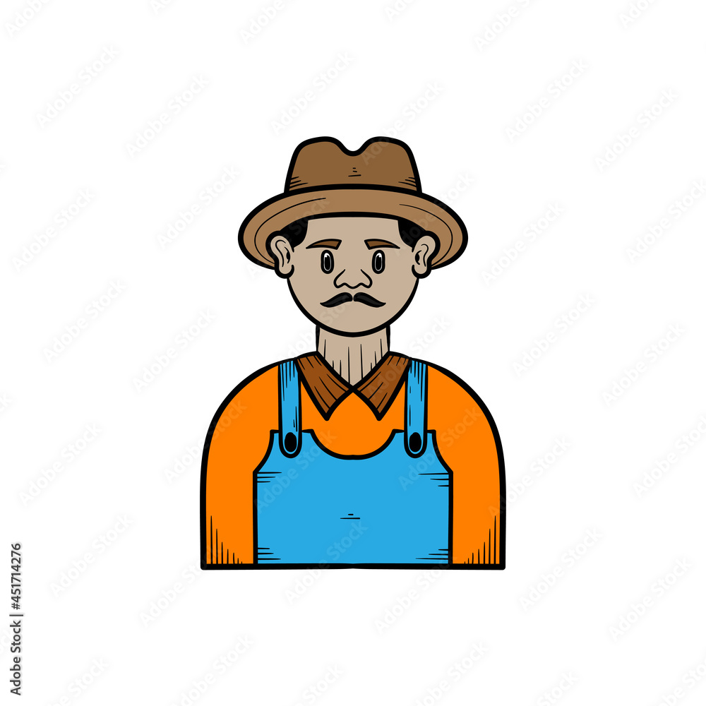 Farmer hand drawn illustration design template isolated