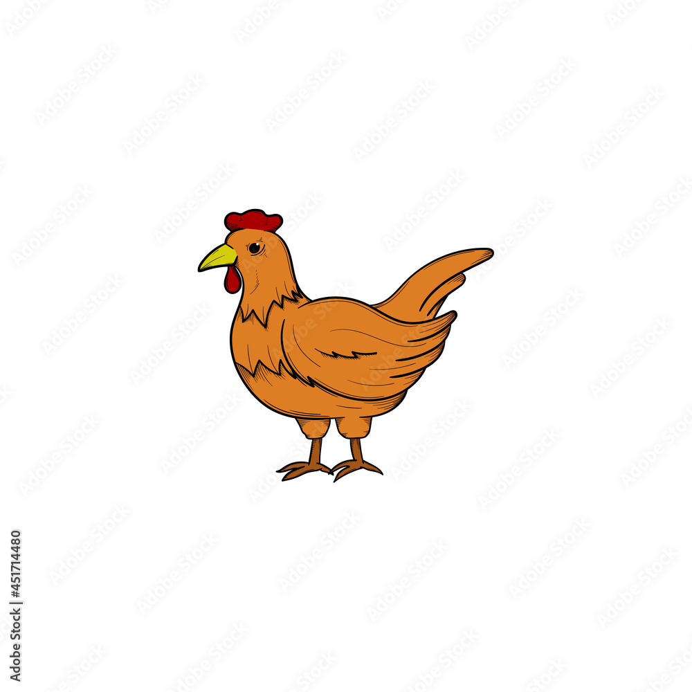 Chicken handdrawn illustration design template isolated Chicken handdrawn illustration design template isolated