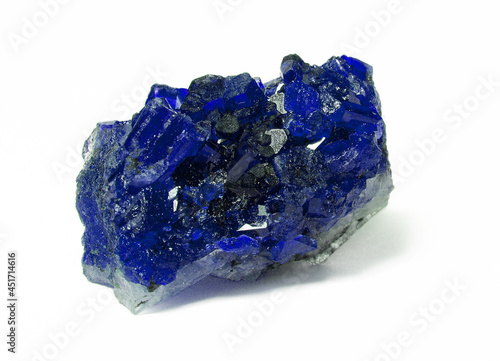 rough blue sapphire and diamonds gemstones crystals 
 raw amethyst tanzanite white background photo