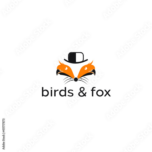 two birds forming a fox. unique logo icon. vector illustration inspiration