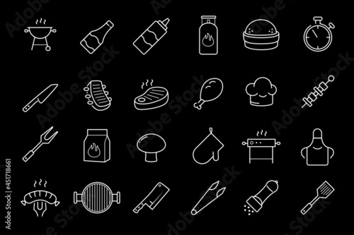 Grill  steak house  barbecue vector icon set. 