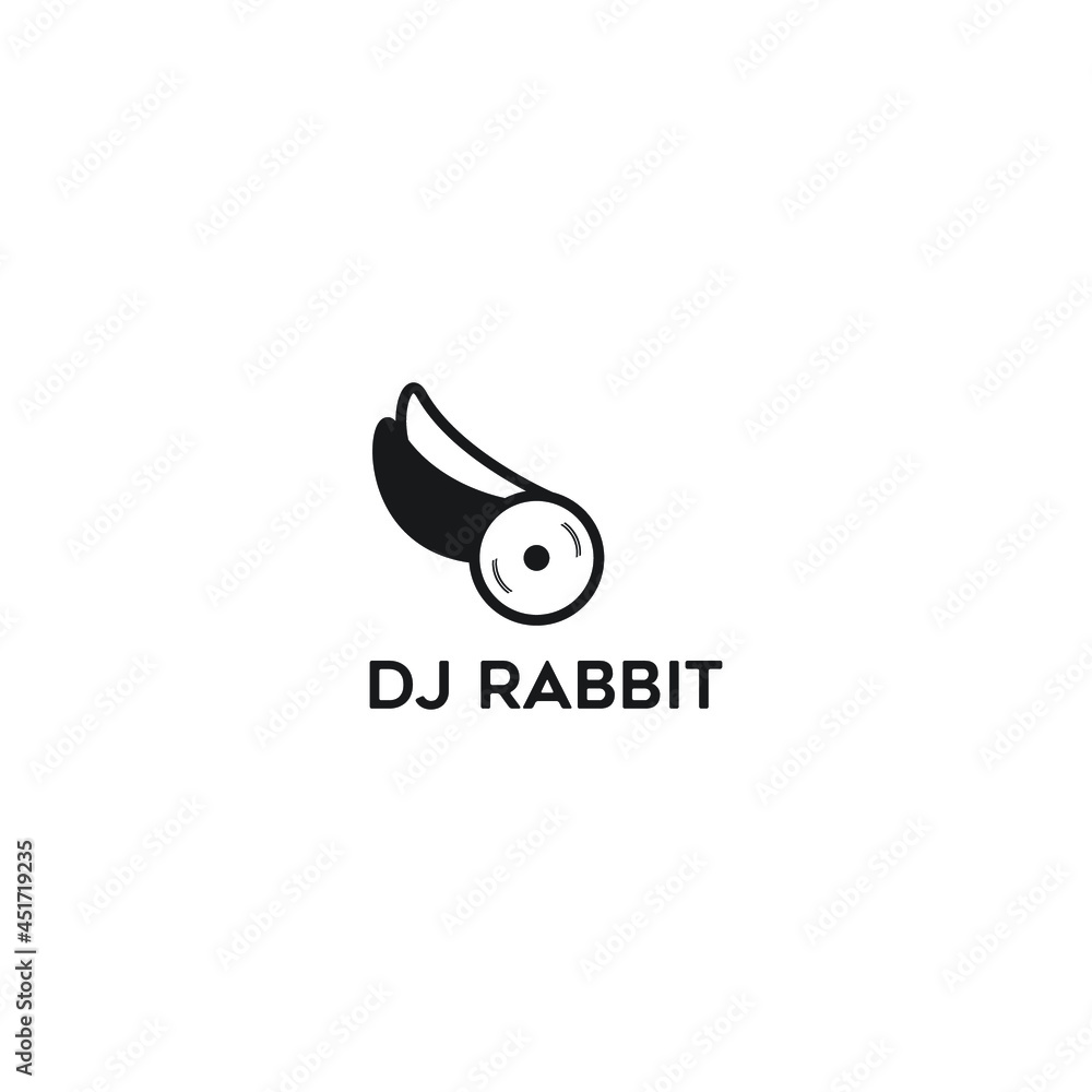 Fototapeta premium simple, clean, modern DJ plate forming Rabbit logo design. vector icon illustration inspiration
