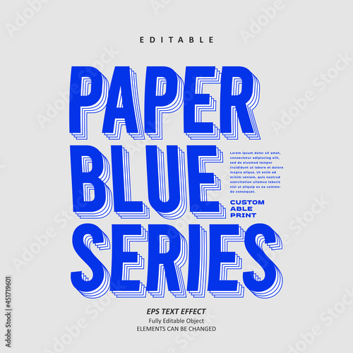 Paper Blue Series text effect editable premium vector