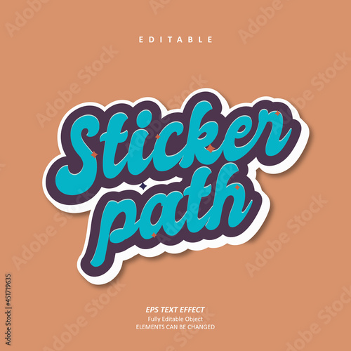 Sticker path customized groovy text effect editable premium vector