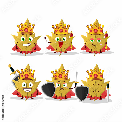 A Charismatic King maple yellow leaf cartoon character wearing a gold crown