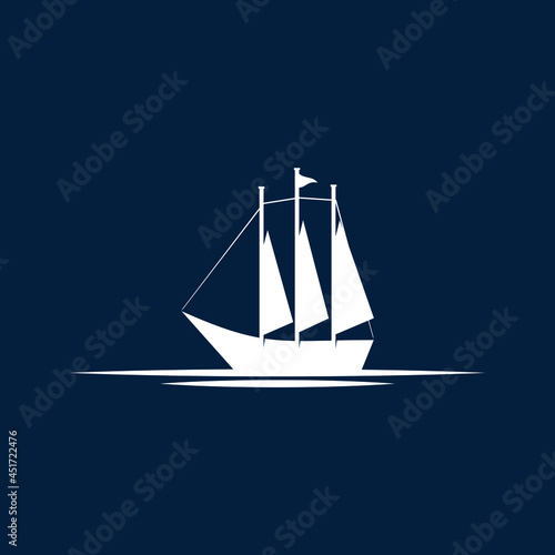 sailboat logo design vector graphic