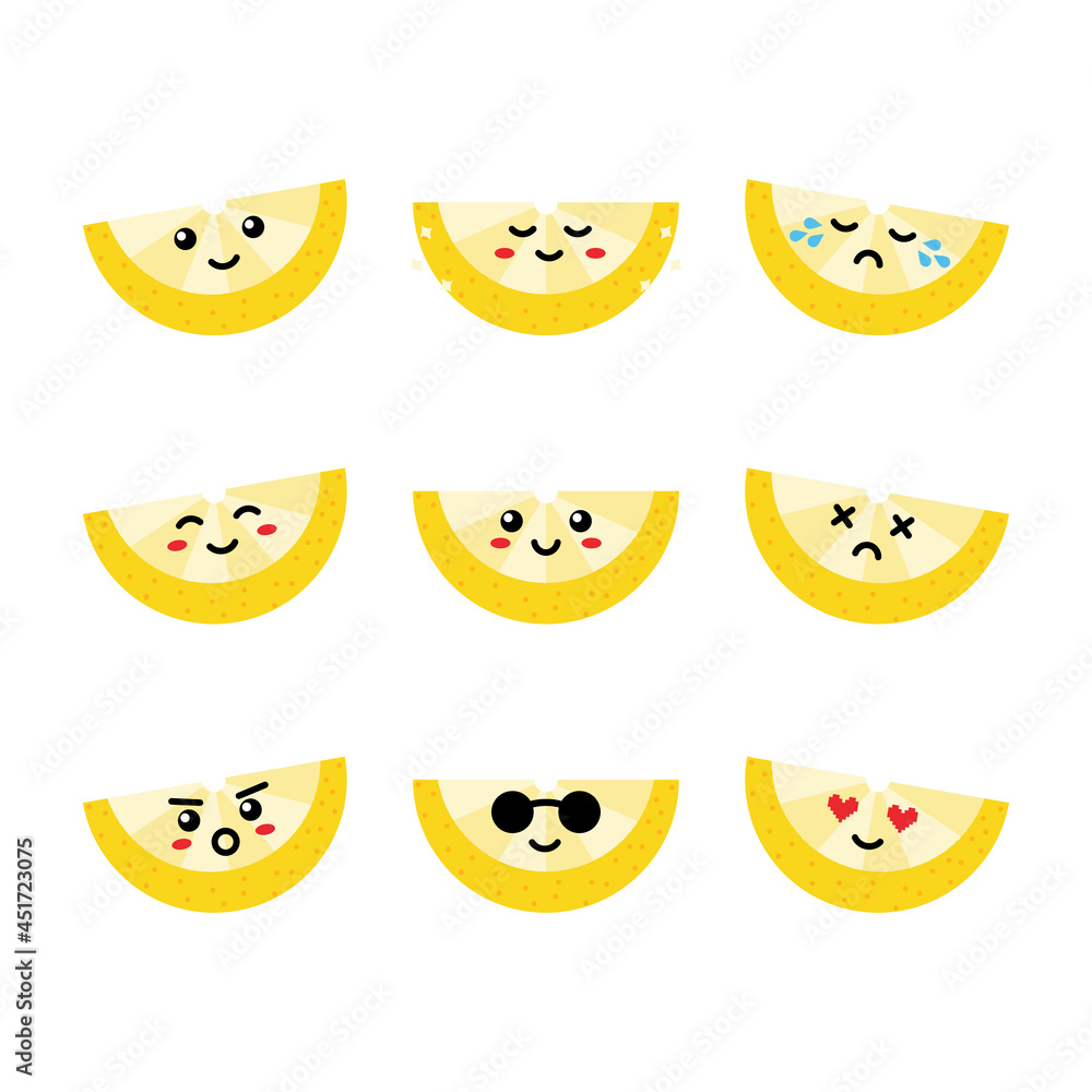 set-collection-pack-of-lemon-emoji-vector-cartoon-style-icons-of