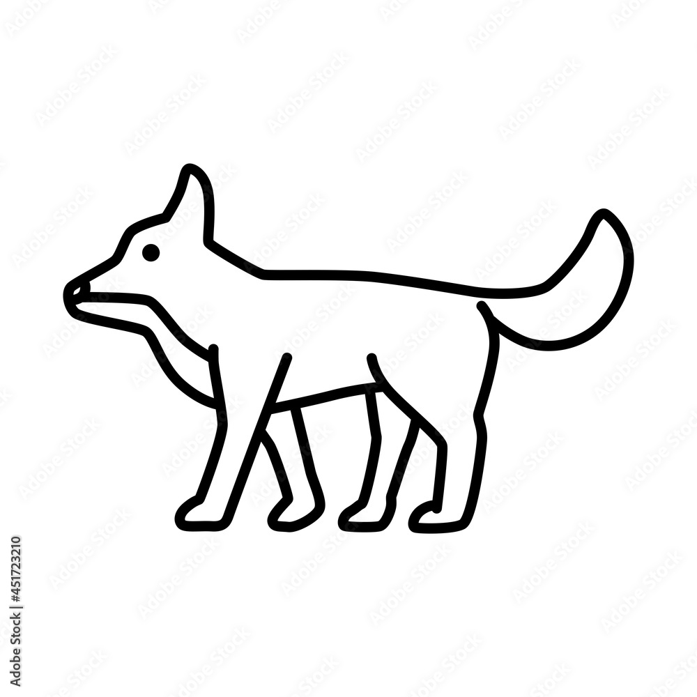 Outline figures of animal. Vector icon fox, coyote