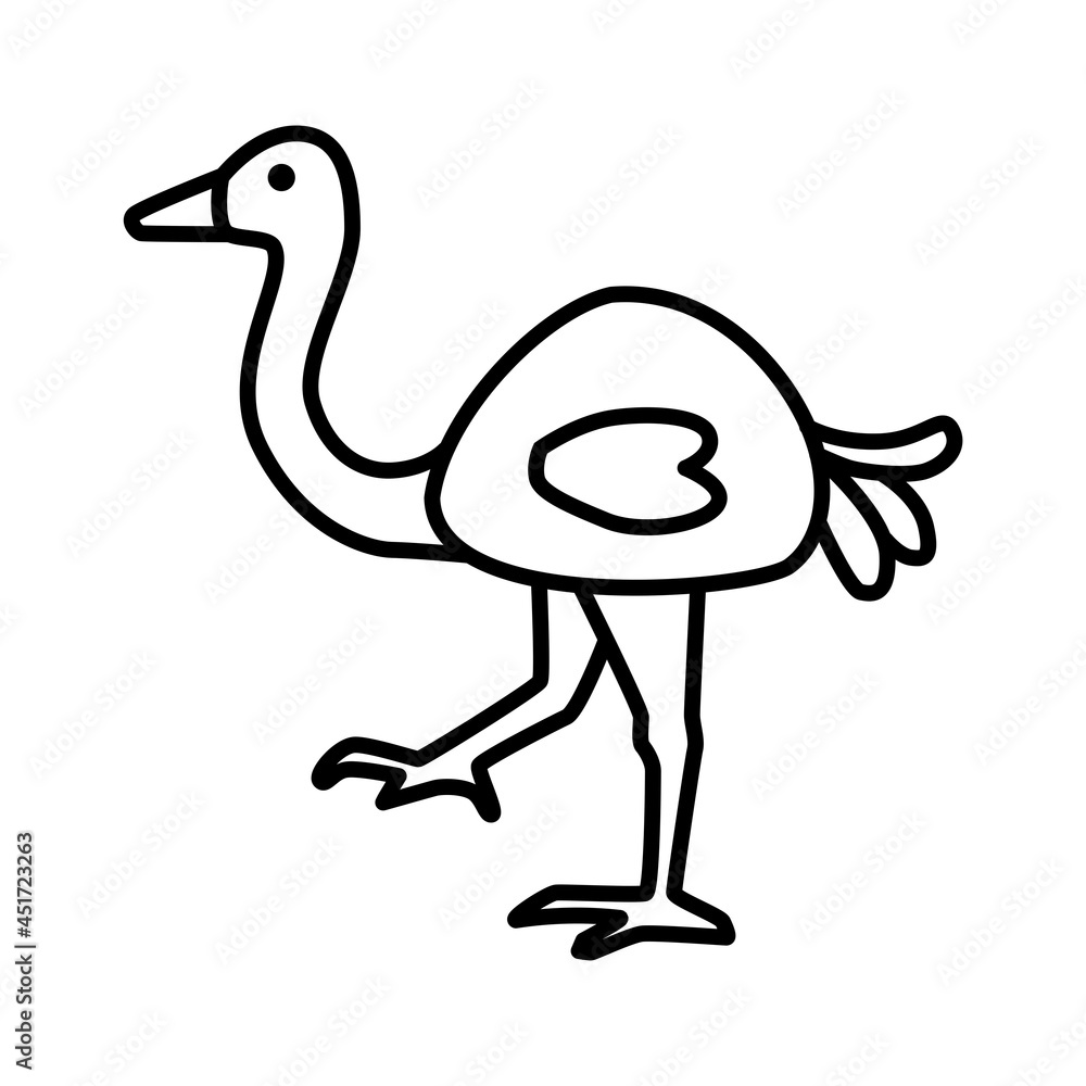 Fototapeta premium Outline figures of African animal. Vector icon ostrich