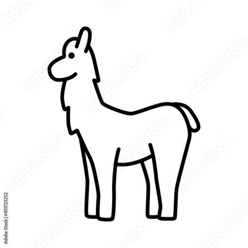 Outline figures of animal. Vector icon alpaca  llama