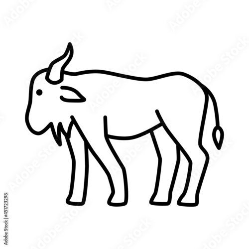 Outline figures of African animal. Vector icon wildebeest