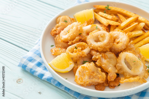 calamari - fried squid or octopus with fries