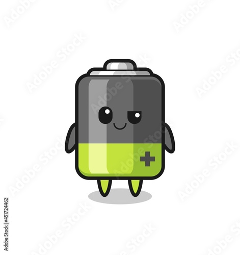 battery cartoon with an arrogant expression