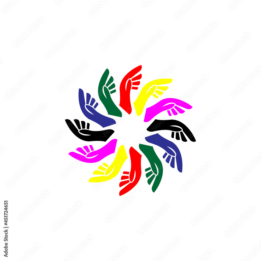 Obraz premium circular colored hand logo icon