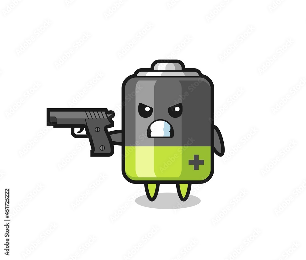 the cute battery character shoot with a gun the cute battery character shoot with a gun