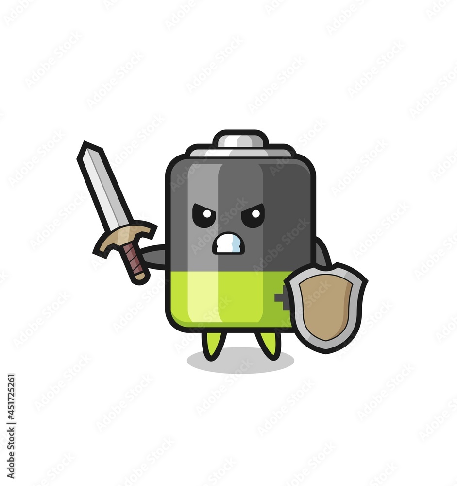 cute battery soldier fighting with sword and shield cute battery soldier fighting with sword and shield