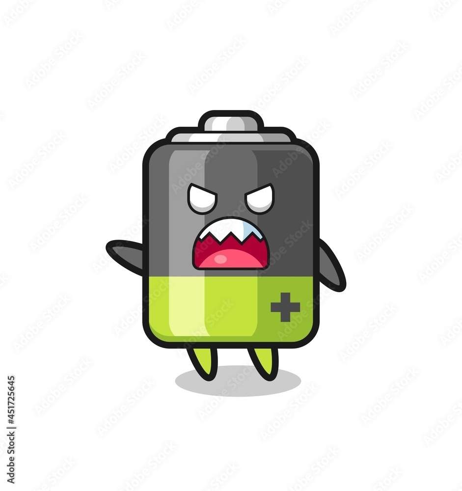 cute battery cartoon in a very angry pose cute battery cartoon in a very angry pose