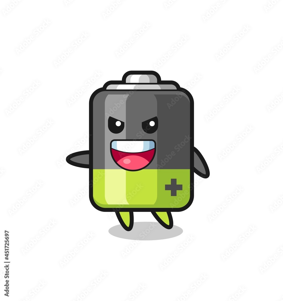 battery cartoon with very excited pose battery cartoon with very excited pose
