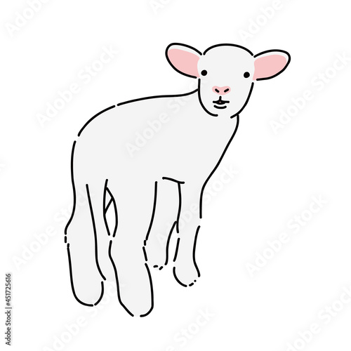 子羊の全身　シンプルなベクターイラスト
