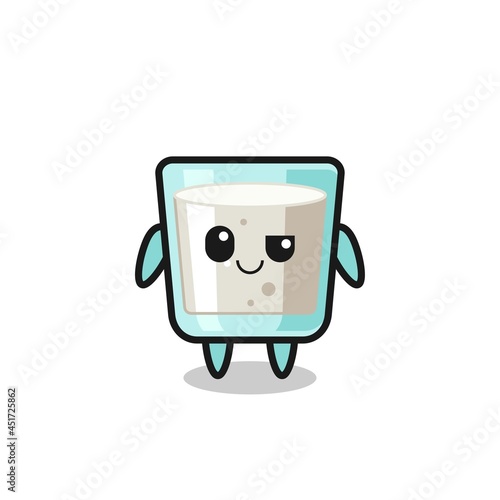 milk cartoon with an arrogant expression