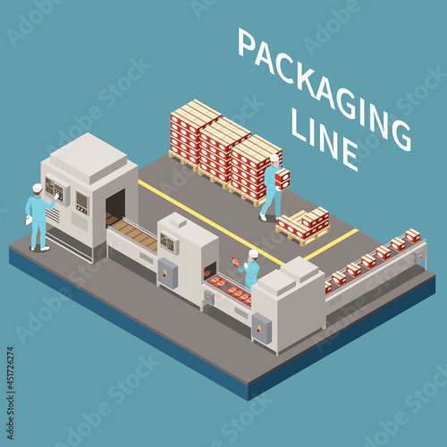 Macaroni Pasta Production Isometric Concept