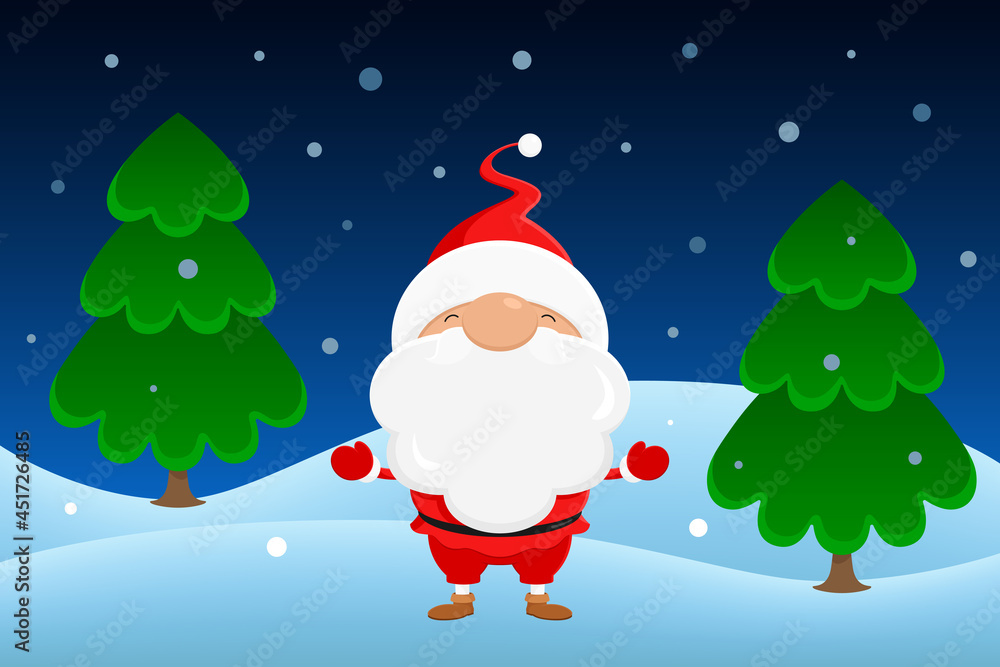 Santa Claus in forest. Cartoon style. Vector illustration. Santa Claus in forest. Cartoon style. Vector illustration.