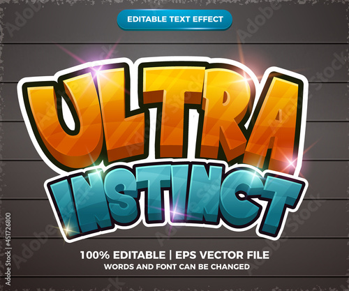 Ultra Instinct shiny editable text effect cartoon comic 3d template style
