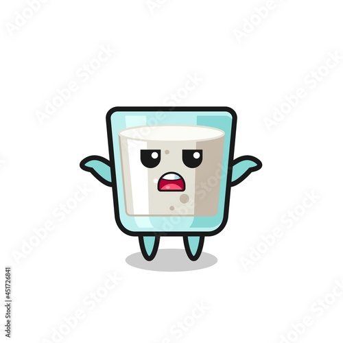 milk mascot character saying I do not know