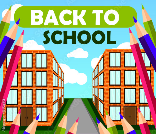 Back to school banner. Illustration about school