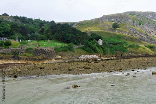 Lawn signage for Llandudno, on the Great Orme, Llandudno, North Wales. photo