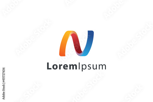 Letter N creative 3d spiral technological modern business logo