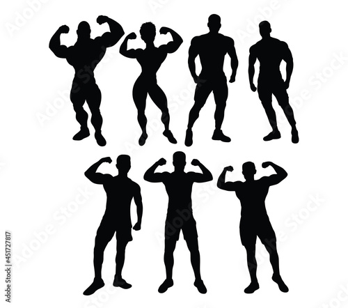 Body Building Sport Activity, art vector silhouettes design