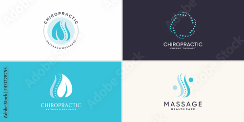 Chiropractic logo collection with creative element concept Premium Vector