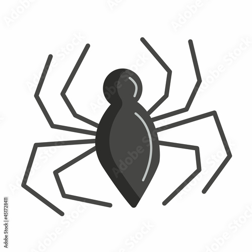 Black spider in flat style
