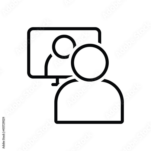 Black line icon for webcast