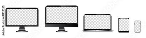 Devices screen set collection - smartphone tablet laptop computer monitor vector