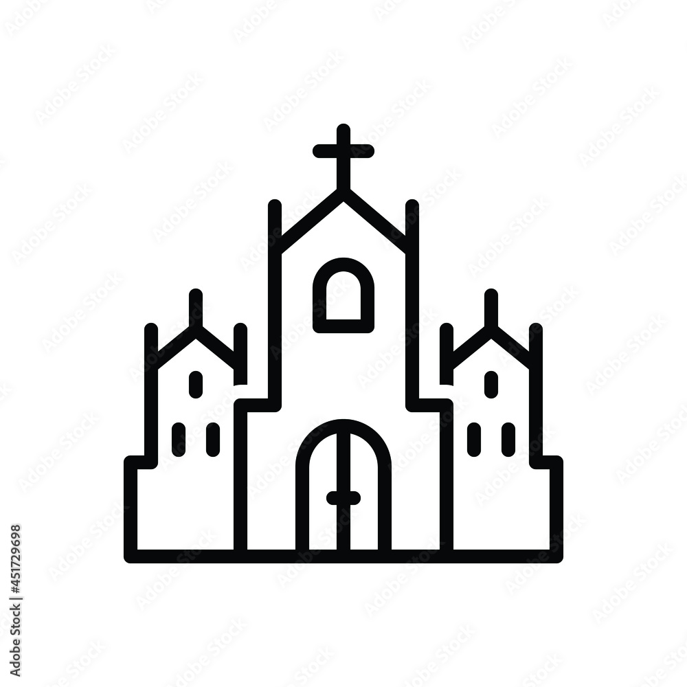 Black line icon for cathedral Black line icon for cathedral