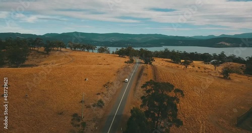 Van road trip around Tasmania in Brunny Island Drone footage