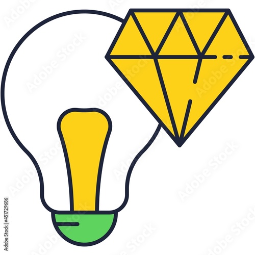 Fresh brilliant idea icon vector gem lightbulb