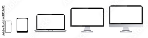 Devices screen set collection - smartphone tablet laptop computer monitor vector