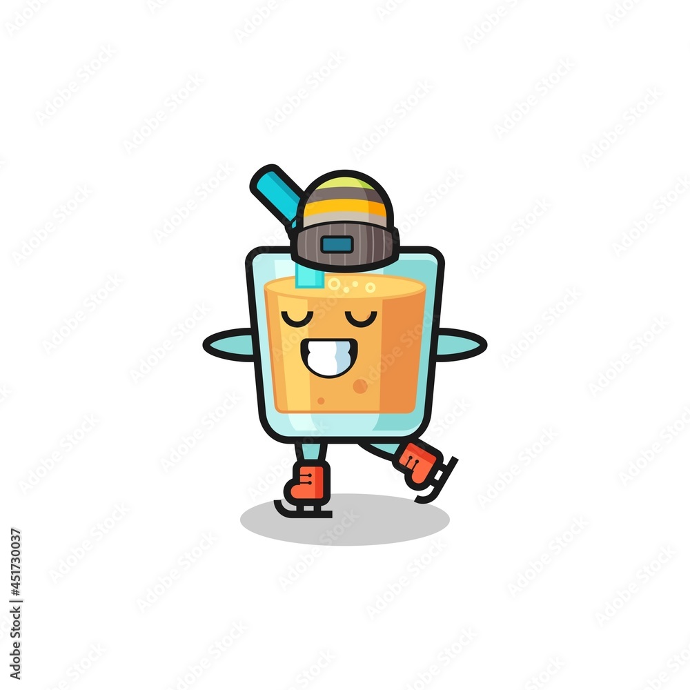 orange juice cartoon as an ice skating player doing perform orange juice cartoon as an ice skating player doing perform
