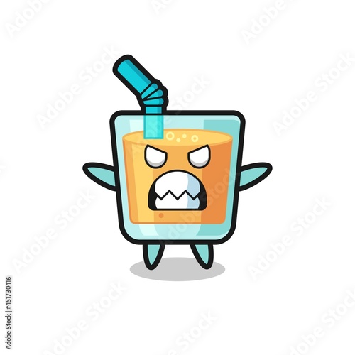 wrathful expression of the orange juice mascot character