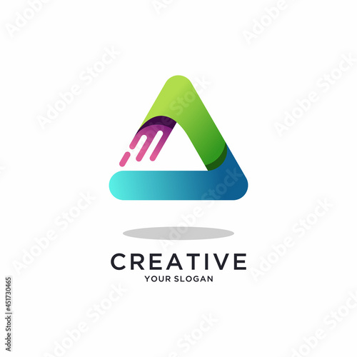 Creative colorful letter a logo design photo