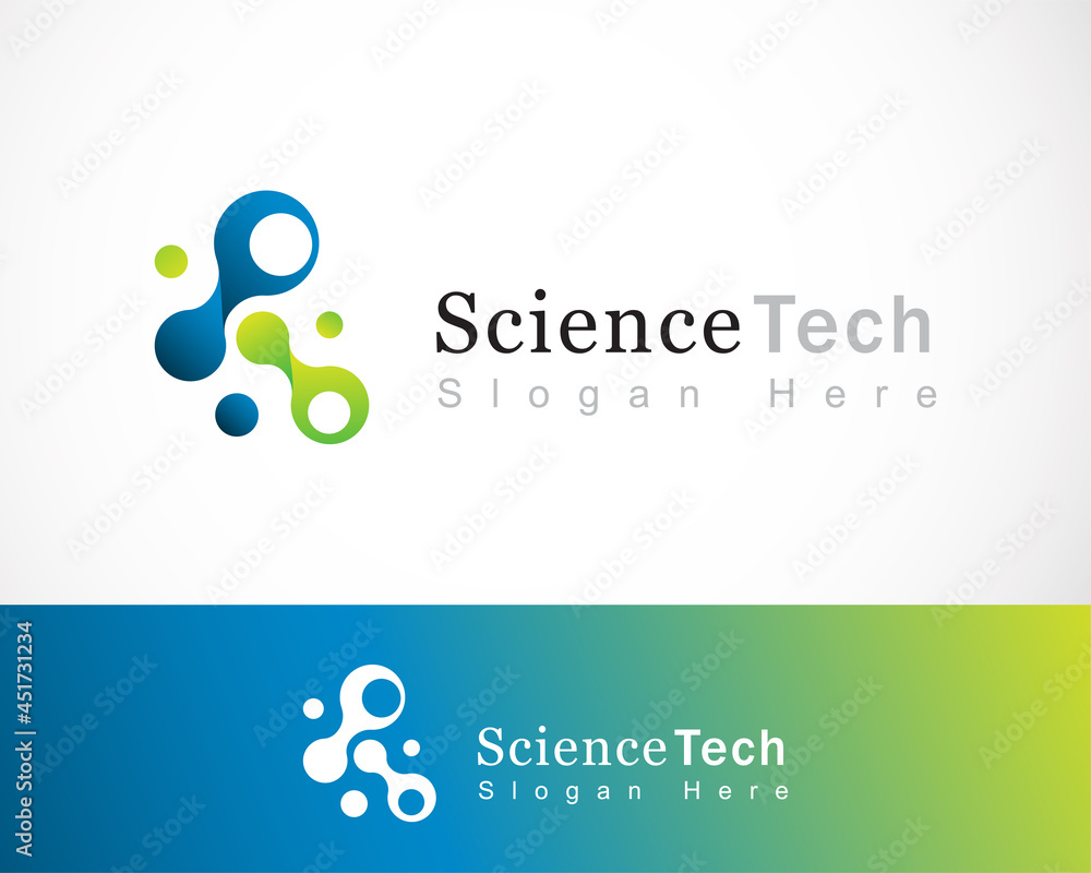 Naklejka premium science logo creative design concept color modern tech molecule education lab connect digital sign symbol