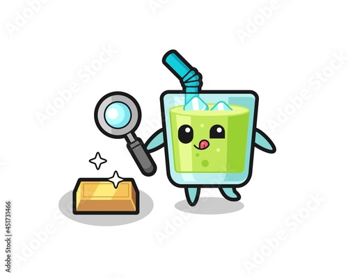 melon juice character is checking the authenticity of the gold bullion