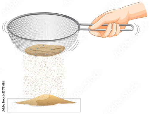 Sifting Sand Experiment with Hand Shaking Colander