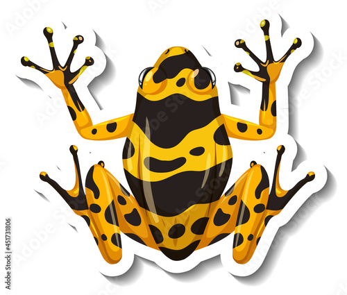 A sticker template with top view of yellow-banded poison dart frog