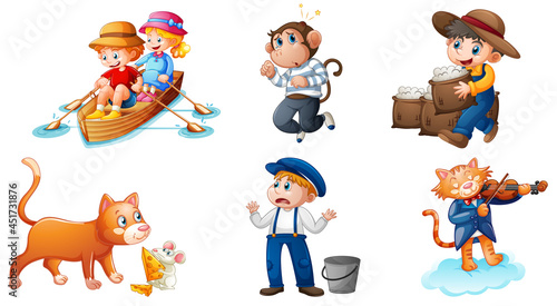 Set of different nursery rhyme character isolated on white background photo